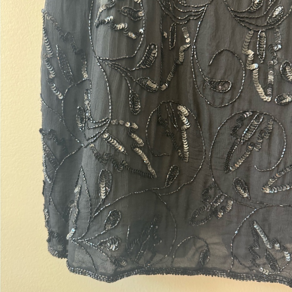 Vintage Sequin and Beaded Black Mini Dress - Picture 4 of 6